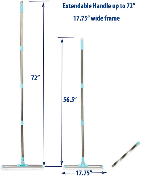 Simple Houseware 18-Inch Extra Wide Extendable Handle Microfiber Hardwood Floor Cleaning Mop (Includes 3 Mop Pads)