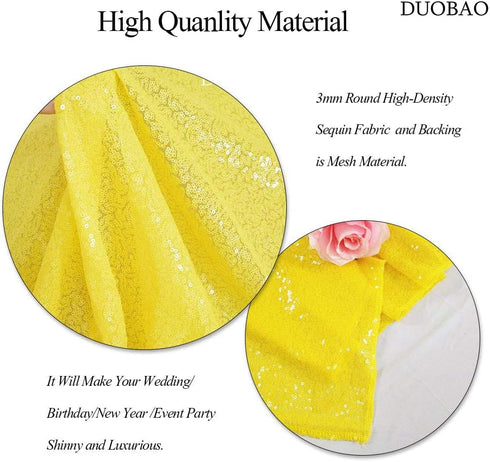 DUOBAO Sequin Curtains 2 Panels 2FTx7FT Shower Curtain Payette Sequin Backdrop Wedding Decor Sequin Curtain Backdrop Sequin Photo Backdrop Party Supplies (2FTx7FT, Yellow)