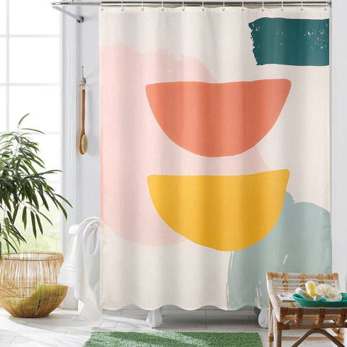 Uphome Fabric Abstract Shower Curtain Modern Aesthetic Art Minimalist Shower Curtain Set with Hooks Cute Morandi Colorful Bath Curtain with Geometric Pattern Heavy Weighted,72x72