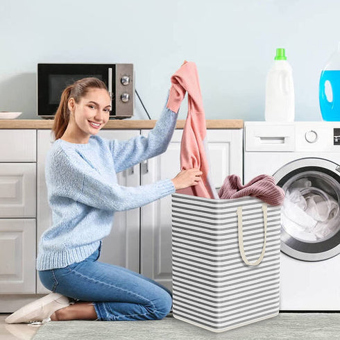 2 Pack Large Laundry Hamper Covanm 75L Collapsible Laundry Basket with Carry Handles for Clothes, Toys
