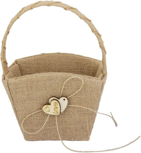 WINOMO Double Heart Wedding Flower Girl Basket with Bowknot