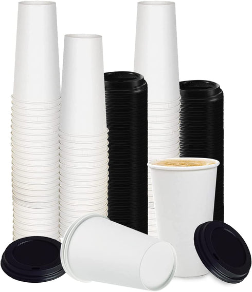 Smygoods 24oz Paper Coffee Cups With Lids, Paper Hot Cups With Lids, 50 Count