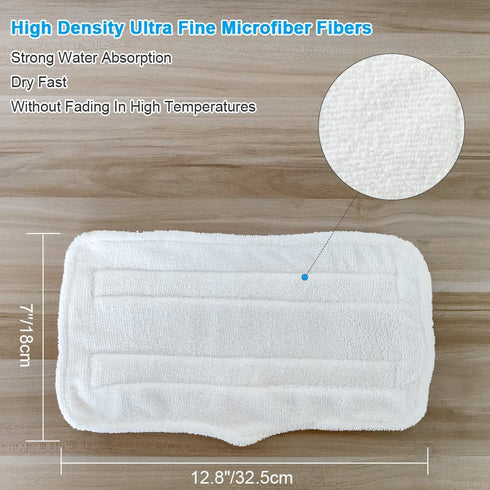 Fushing 7Pcs Steam Mop Pads, Washable Microfiber Cleaning Steamer Replacement Pads for Shark Steam & Spray Mop S3101 S3251 SK460 SK410 S3101n2 S3250 SK435CO SK140 SK141,White
