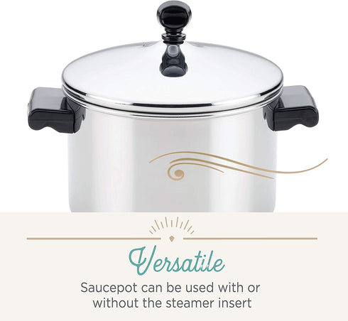 Farberware Classic Stainless Steel Sauce Pan/Saucepan with Lid, 1 Quart, Silver,50000