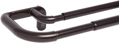 Umbra 1005892-797-REM Twilight Double Curtain Rod Set Wrap Around Design is Ideal for Blackout or Room Darkening Panels, 48-88 Inch (122-224cm), Dark Bronze
