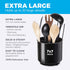 Rotating Extra Large Utensil Holder Crock with No-Tip Weighted Base, Removable Divider, And Gripped Insert - Dishwasher Safe Kitchen Utensil Holder For Kitchen Counter: Cooking Black Utensil Caddy