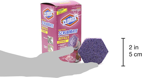Clorox ScrubMate Handheld Kitchen Scrubber, Plus 3 Refill Pads