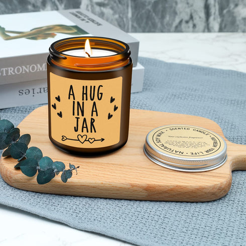 Sympathy Gift, Get Well Soon Gifts for Women - A Hug in a Jar Candles - Thinking of You Gifts for Her, Him, Friends, Mom, Mothers Day Gifts, Cheer Up, Divorce, Miss You, Condolence Gifts for Women
