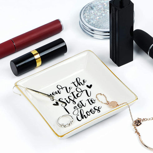 Best Sister Gifts for Women, Ceramic Ring Dish You Are the Sister I Got to Choose Trinket Dish Jewelry Tray, Friend Gift for Women Sister Friends Soul Sister Bestie BFF Her