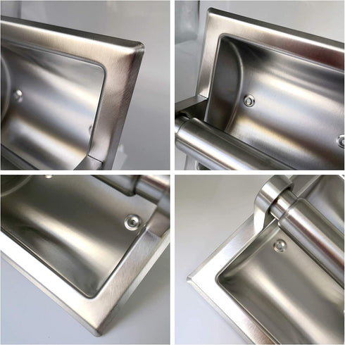 M2cbridge 18/8 Stainless Steel Hotel Style Brushed Nickel Recessed Bathroom Toilet Paper Holder with Rear Mounting Bracket for Wooden/Cement Wall