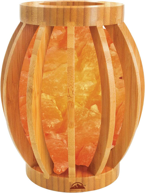 Himalayan Glow 1348 Bamboo Basket Crystal Pink Chunks, Nightlight,Salt Lamp Bulb,(ETL Certified) Dimmer Switch,Ideal Gift and Home Decor | 5-7 LBS, Pack of 1