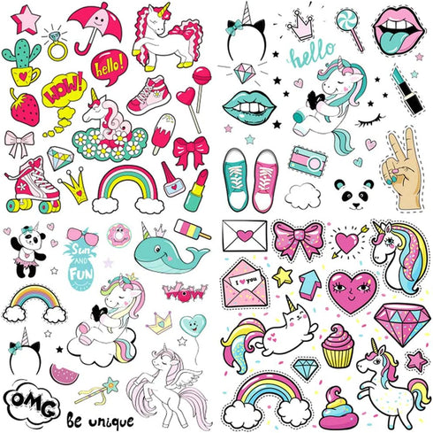 Kids Iron on Stickers Patches Unicorn Heat Transfer Stickers 4 Sheets Cute Applique Patches for Unicorn Party Favors Supplies Girls Baby DIY Unicorn Costume Accessories Washable Iron on Stickers