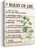 Motivational Quotes Wall Art- Plant Print 7 Rules of Life Inspirational Motto Canvas Print Home Office Wall D©cor