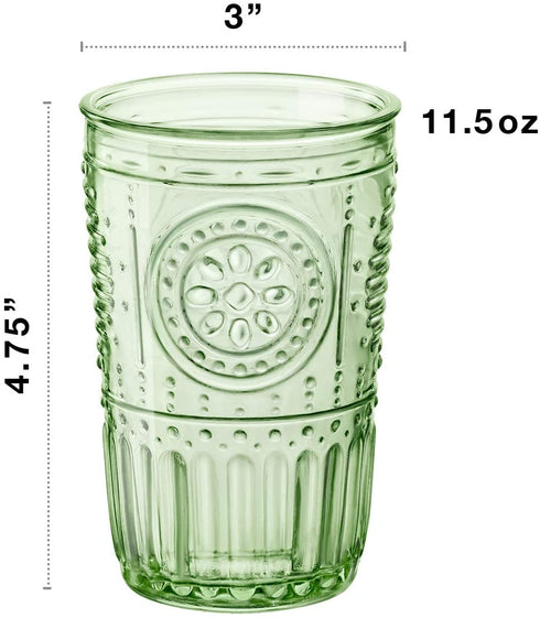 Bormioli Rocco - 387595GRS021524 Bormioli Rocco Romantic Tumbler, Set of 4, 11.5 oz, Pastel Green