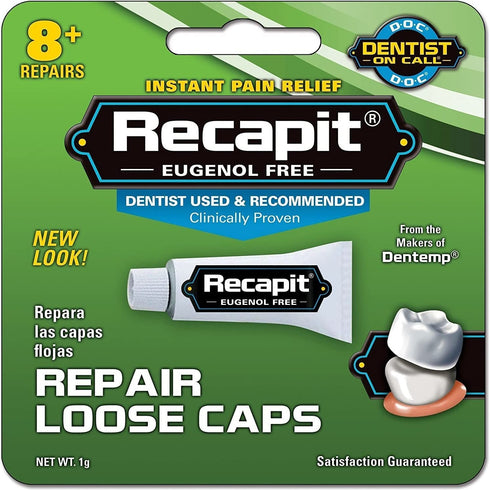 Recapit Loose Cap Dental Repair - 8 Repairs, Pack of 2