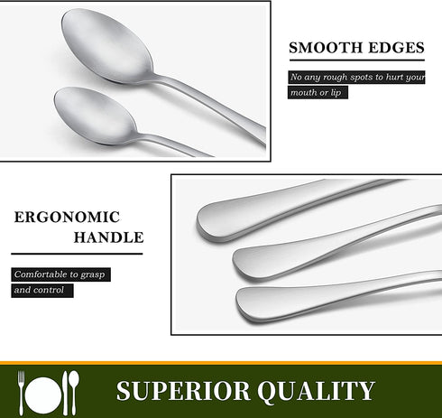 LIANYU 30 Piece Matte Silverware Set, Satin Finish Flatware Cutlery Set for 6, Include Knife Fork Spoon, Fancy Eating Utensils Tableware Set for Home Restaurant Party, Dishwasher Safe
