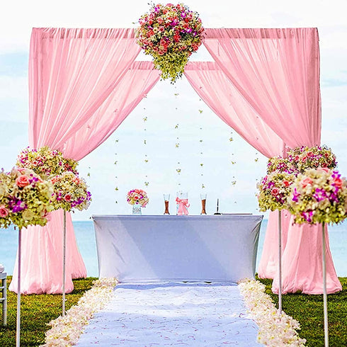 Chiffon Backdrop Curtain 5FTx8FT Baby Pink Chiffon Fabric Drapes Sheer Voile Curtains 2 Panels 29"x96" Sheer Photography Backdrop Drapes (29''x96''x2pcs, Pink)