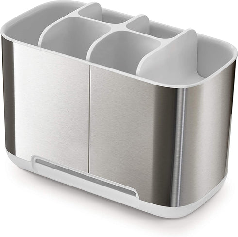 Joseph Joseph 70551 Bathroom Essentials 2-Piece Sink Accessories Set, Presto Soap Dispenser and Large EasyStore Toothbrush Caddy, Stainless-Steel