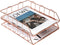 Letter Trays Stacking Supports , Stackable Paper Tray Mesh Collection,Desk File Organizer,Wide Desk File Document for School Home Office Supplies (Rose-Gold)