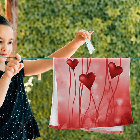 Happy Valentines Red Herats Towels Set of 2 Hand Towel Absorbent Face Towel Soft Dish Towels for Gym Bath Kitchen Decor 28x14 Inches