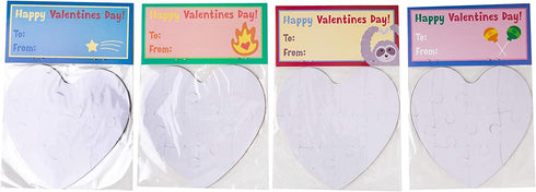 JOYIN 28 Pack Valentine's Day Gift Cards with Heart Jigsaw Puzzle Set for Valentine's Classroom Exchange Prizes Valentine Party Favor Toys