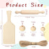 6 Pcs Mini Rolling Pin Wooden Handle Rolling Pin, 6 Pcs Wooden Cutting Board with Handle Serving Paddle Chopping Board Serving Board for Baking, 60 Pcs Wooden Bead Unfinished Wood Bead with Twine