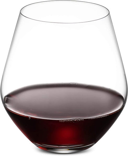 Godinger Wine Glasses, Stemless Wine Glasses, Red Wine Glasses, Drinking Glasses, European Made Stemless Wine Glass - 17oz, Set of 4