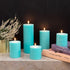 CANDWAX 3x6 Pillar Candles Set of 3 - Decorative Rustic Candles Unscented and No Drip Candles - Ideal as Wedding Candles or Large Candles for Home Interior - Turquoise Candles