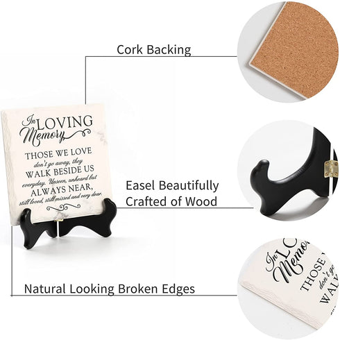 LukieJac Sympathy Gifts for Loss of Loved One In Memory of Mother Father Plaque with Wooden Stand Bereavement/Condolences/Grief Gifts-Funeral Decor Sign Sorry for Your Loss Remembrance-Poem(3 Options)