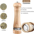2-Piece Salt and Pepper Grinder Set, Wooden Salt and Pepper Mills with Adjustable Coarseness, Refillable Manual Pepper Mill Grinder for Home Cooks (8 inch)