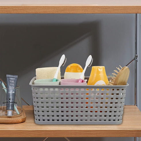 Cand Plastic Storage Baskets/Bins, 4-Pack, Gray