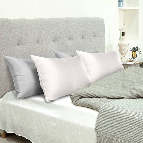 Natural Silk Pillowcase for Hair and Skin with Hidden Zipper, 22 Momme, 600 Thread Count 100% Mulberry Silk Pillowcase, Soft Smooth Both Sided Silk Pillow Cover(Ivory White, Standard 20''×26'',1pc)