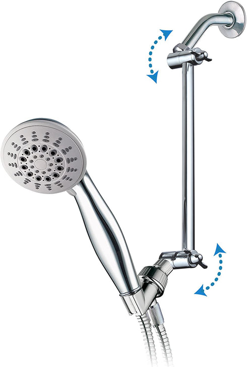 Hotel Spa 11" Solid Brass Adjustable Shower Extension Arm with Lock Joints. Lower or Raise Any Rain or Handheld Showerhead to Your Height & Angle / 2-Foot Range/Connection, Chrome Finish