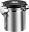 SUNWUKIN Coffee Canister, Airtight Stainless Steel Kitchen Food Storage Container with Date Tracker and Scoop for Beans, Grounds, Sugar, Tea, Flour, Cereal, Stainless Steel 22OZ