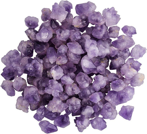 SUNYIK Natural Amethyst Rough Stone, Irregular Raw Crystal Point Loose Gemstone for Healing Reiki Jewelry Making Decoration 0.7?-1.5? 0.5lb (33-40 pcs)