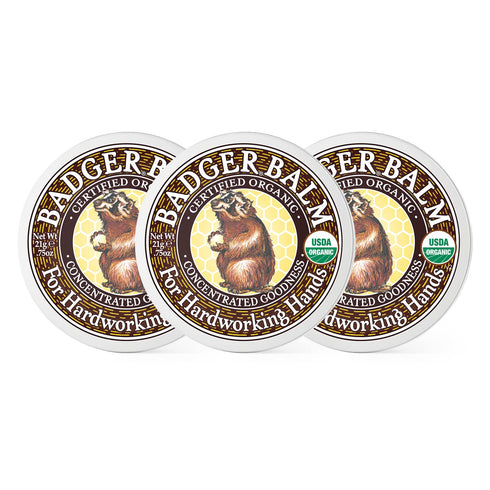 Badger - Hardworking Hands Healing Balm, Aloe Vera & Wintergreen, Working Hand Balm, Balm, for Dry Hands, Hand Moisturizer Balm, Certified Organic Hand Balm, Hand Repair Balm, 0.75 oz (3 Pack)