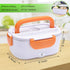 Electric Lunch Box Food Heater Warmer 2 in 1 for Home Office 110V and Car 12V 40W Use Include 1.5L Removable Stainless Steel Container Spoon and 2 Compartments(Orange)