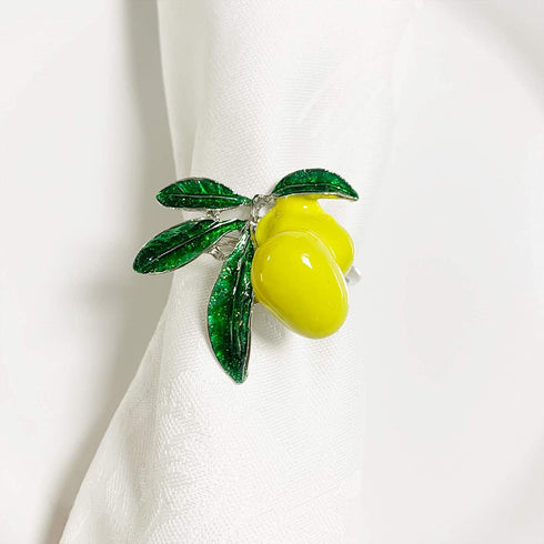 Lemon Napkin Rings Set of 4, Delicate Crafts Alloy Fruit Napkin Holder Rings Fall Table Decorations for Thanksgiving, Christmas, Wedding Banquet, Birthday, Holiday Daily Dinner, Party Decor?Lemon?