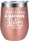Funny Gifts for Sister, Sister in Law - Sister Gifts, Sisters Gifts from Sister, Brother - Thank You, Birthday, Mothers Day Gifts for Sister, Little, Big Sister, Soul Sister Gifts - LEADO Wine Tumbler
