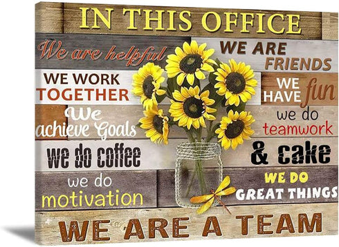 Inspirational Wall Art for Office Motivational Quotes Wall Decor In This Office Canvas Wall Art We Are A Team Canvas Painting for Modern Office Wall Decor Sunflower Pictures Artwork for Living Room