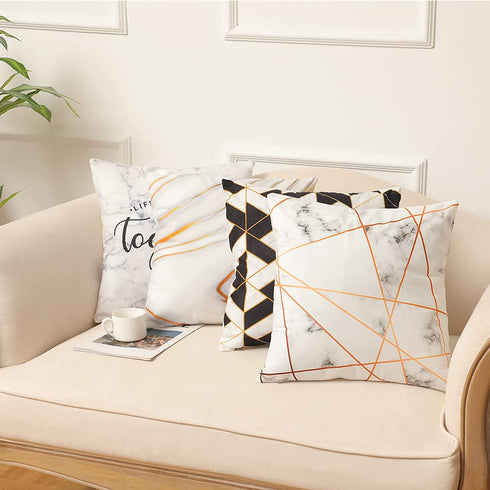 Throw Pillow Covers 18" x 18" Set of 4, Modern Square Cushion Covers Decorative Pillow Covers for Couch Sofa Bedroom Living Room
