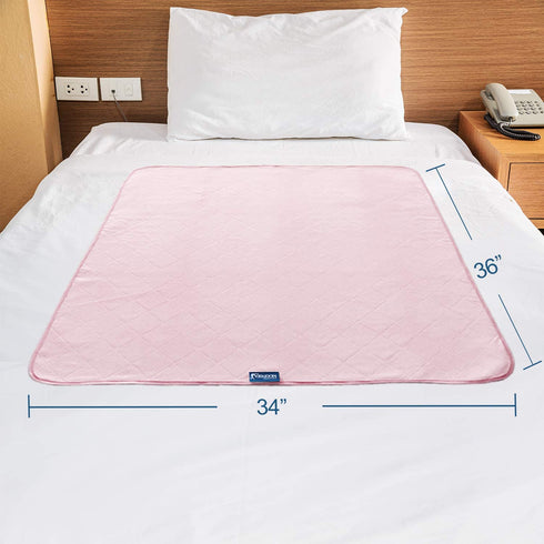Waterproof Bed Mat Pee Pads for Kids Washable 2 Pack, Non Slip Absorbent Incontinence Bed Pad for Women (34"x36") Pink, Pee Pads Durable Underpads, Reusable Waterproof Pad Protector