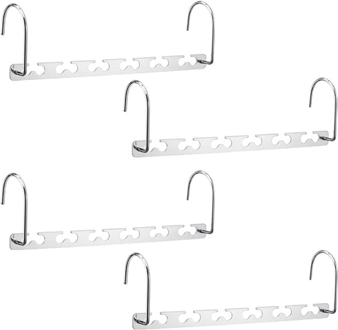 Meetu Space Saving Hangers Metal Clothes Hangers 6X2 Slots Magic Hanger Cascading Hanger Updated Hook Design Closet Organizer Hanger (Pack of 4)