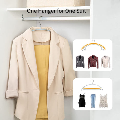 Nature Smile 10 Pack Non-Slip Suit Hanger,Coat Jacket Hangers,Sweater Hangers,PVC-Coating Metal Hangers for Pants,Shawls,Belts,Bras - Dimple & Crease Free T-Shirt Hangers,Silvery Grey Color