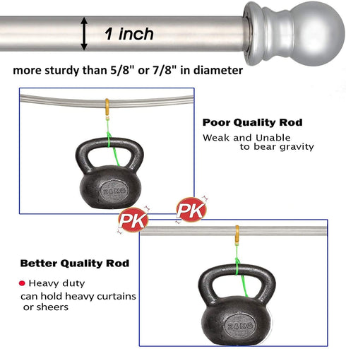 Curtain Rods for windows,Window Single Curtain Rod Set with Finials 30-60" Splicing Adjustable Curtain Rod Decorative Window Curtain Rod for Kitchen Bedroom Window Silver