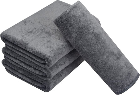 KinHwa Microfiber Hand Towels for Bathroom - Soft and Light-Weight Face Towels Odor Free Wash Towels for Bath, Spa, Gym (Gray, 4)