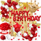 Toylin Red Gold Birthday Decorations, Red Party Decorations, White Gold Confetti Balloons Gold Curtain for Independence Day Baby Shower Wedding Birthday Anniversary Bachelorette Party Decorations
