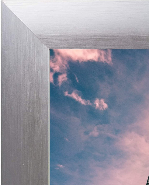 Golden State Art, 11x14 Brushed Aluminum Frame with Ivory Mat for 8x10 Picture - Wide Molding- Swivel Tabs, Sawtooth Hangers - Wall Display (Satin Silver, 1 Pack)