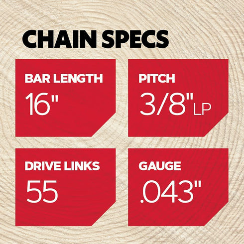 Oregon R55 AdvanceCut Chainsaw Chain for 16-Inch Bar -55 Drive Links low-kickback chain fits several Stihl models