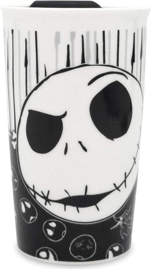 Silver Buffalo Disney Nightmare Before Christmas Jack with Bones Ceramic Travel Mug, 10 Ounces
